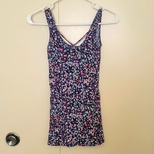 SO Navy Blue Floral Tank Top